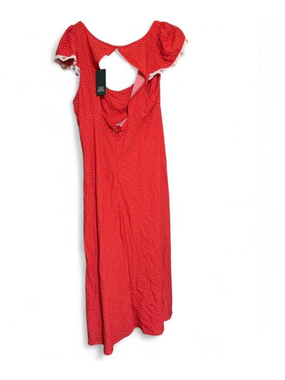 wild fable Red Polka Dot Maxi Dress with Lace Trim - Picture 4 of 4